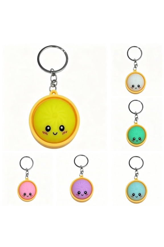 Glowing Dumpling Clicker Fidget Keychain, Hard Plastic Stress Relief Sensory Toy With Satisfying Clicky Sound For Adults, Quiet Focus Boost Desk Accessory For Work Travel Home (6Pcs, 1*1in)