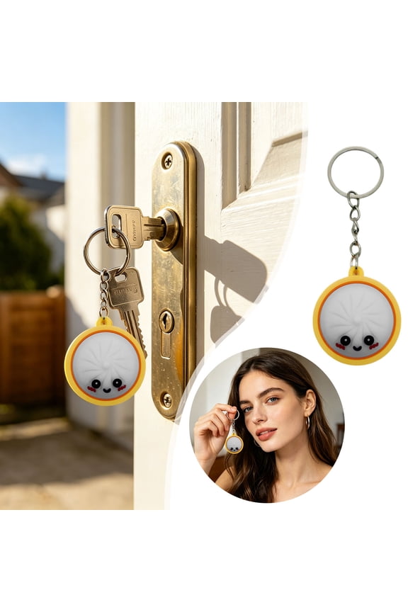 Glowing Dumpling Keychain for Stress Relief – Cute Anxiety Clicker Fidget Toy – Portable Sensory Keyring for Adults at Work and Travel – 1 Pack