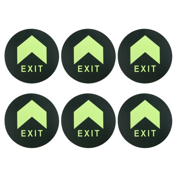 Glowing Exit Sign Sticker, 12 Pack Directional Adhesive Removable Floor Decal, Green