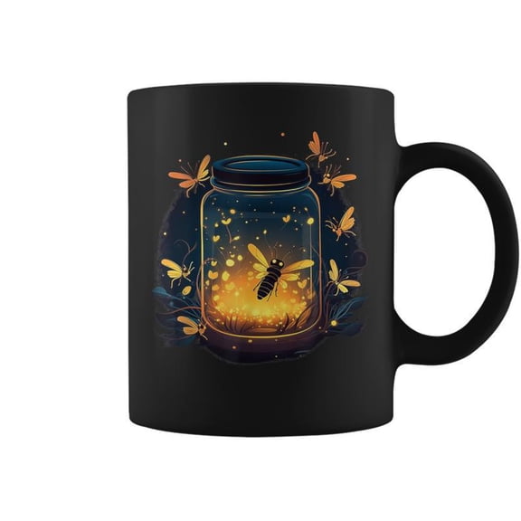 Glowing Fireflies In Jar Coffee Mugs