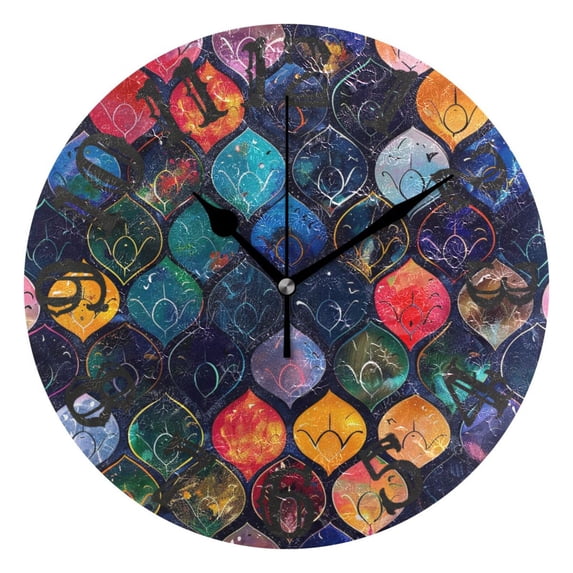 Glowing Fish Scales 10 inch Wall Clocks Non Ticking Easy to Read Battery Decorative for Home Bathroom Kitchen Bedroom Living Room