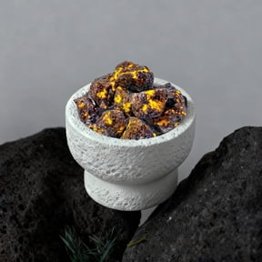 Glowing Flame Aroma Stone Set - 5 UV Reactive Stones with Patterns & White Ceramic Container, Home Decor, Night Light Effect, Essential Oil Diffuser