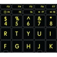 thumbnail image 1 of Glowing Fluorescent Mac English US Lettering Upper Case Keyboard Sticker Black Non Transparent Background, 1 of 2