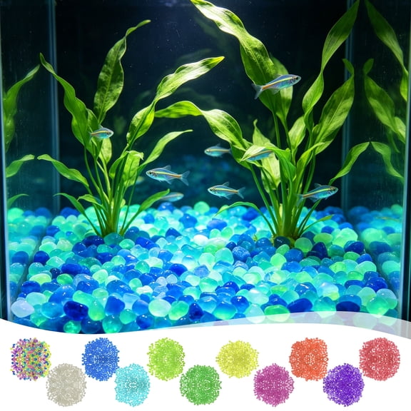 Glowing Fluorescent Pebbles, Luminous Decorative Stones with Bright Glow for Aquascaping, Vase Decoration and Garden Landscape, B-Purple