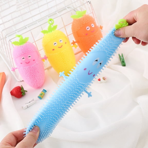 Glowing Garden Carrot Squishies 4pc Farm Vegetable Light Up Squeeze Balls for Stress & Anxiety, Slow Rising Sensory Fidget, Thanksgiving Stocking Stuffers, Classroom Rewards