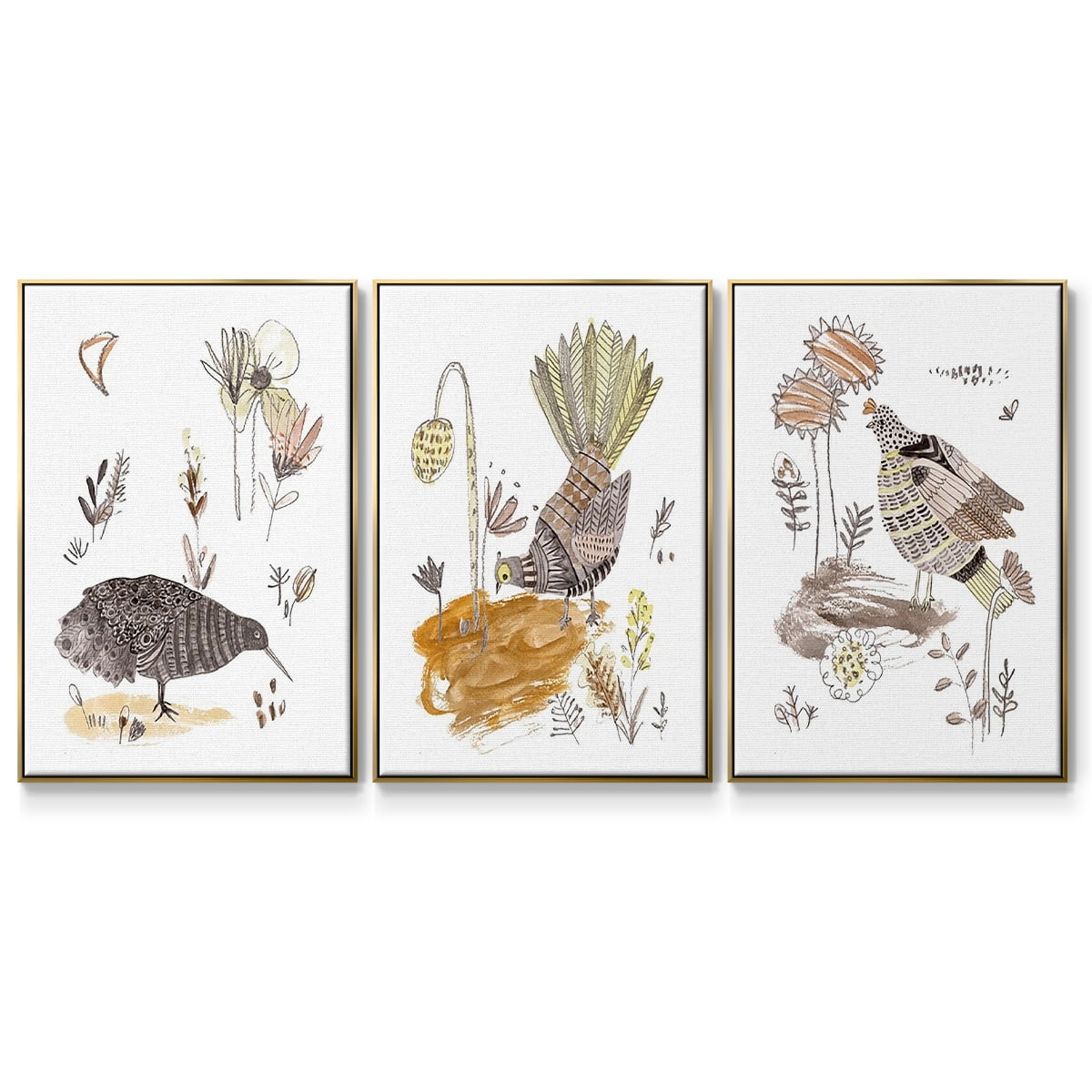 Glowing Garden at Dusk IV - Framed Premium Gallery Wrapped Canvas L Frame 3 Piece Set - Ready to Hang