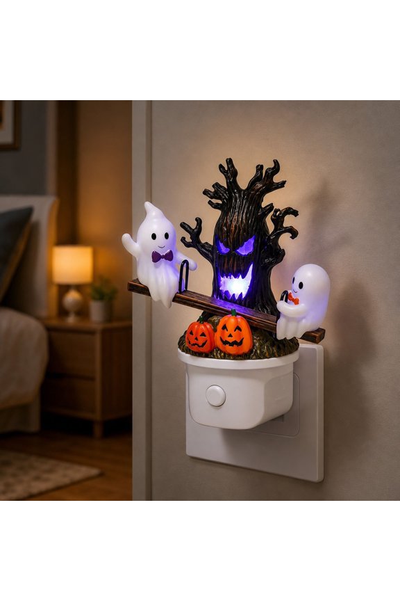 Glowing Ghost, Night Light, Seesaw Design, Light Up Feature, for Bedroom Decor, Table Accent, Holiday Ornament