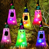 Glowing Ghost Witch Hat, Halloween Ghost Decoration with Lights String, Holloween Hanging Decor, Light-Up Decoration Accessory for Outdoor, Party, Yard, Garden, Tree