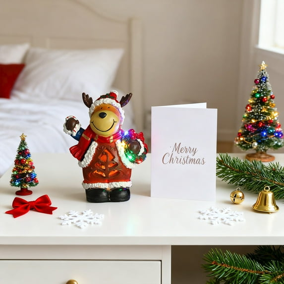 Glowing Gingerbread House With Led Lights Animated Christmas Decoration For Indoor Festive Display, Dreamy Soft Warm Glow Through Candy Patterned Doors Creating Festive