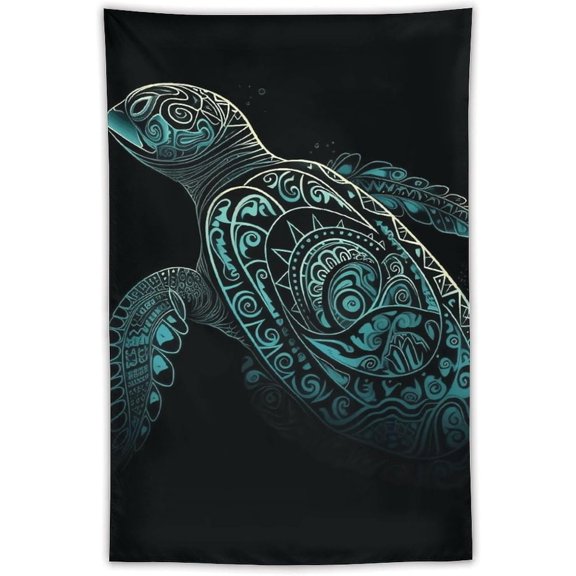 Glowing Green Sea Turtle Tapestry Wall Hanging 30 X 40 in Decorates Tapestrys for Living Room Aesthetic Wall Hanging Wall Decor Tapestries for Dorm Room Personalized Wall Blanket
