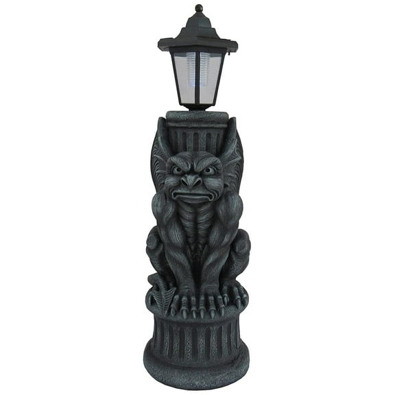 Glowing Grimace Gargoyle LED Solar Light - Gothic Decor Garden Statue - 20 Inches High - Adding Mystical Charm to Your Outdoor Sanctuary
