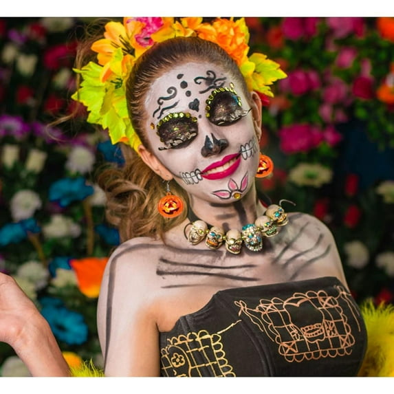 Glowing Halloween Earrings for Women - LED Skeleton Pumpkin Drop Dangle Accessories Light Up Glow in the Dark Designs