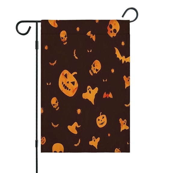 Glowing Halloween Icons Pattern Fall Garden Flags 12.5"x18" Double Side,Small Yard Flags for Outside,Outdoor Fall Decor,Autumn Funny Garden Flag Yard Decoration