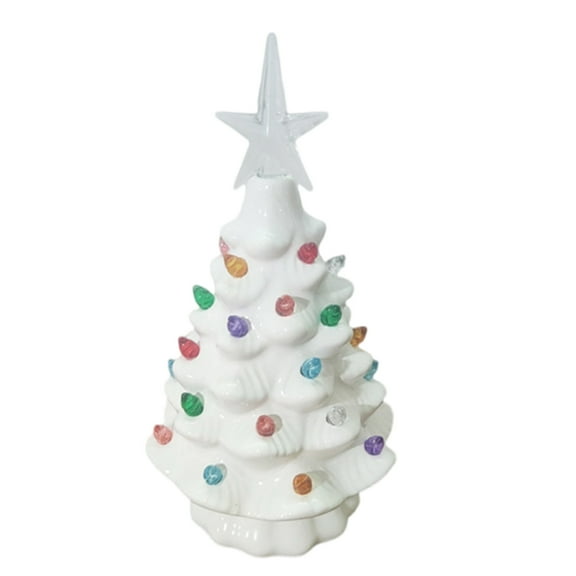 Glowing Hand Painted Operated Ceramic Christmas Tree Desktop Night Light Stylish Home Decoration Accessories
