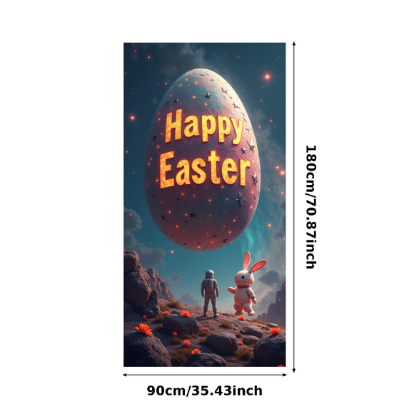 Glowing Happy Easter Banner with Bunny Element Easter Party Decoration Background Backdrop Photo Booth Props Easter Celebration Decor