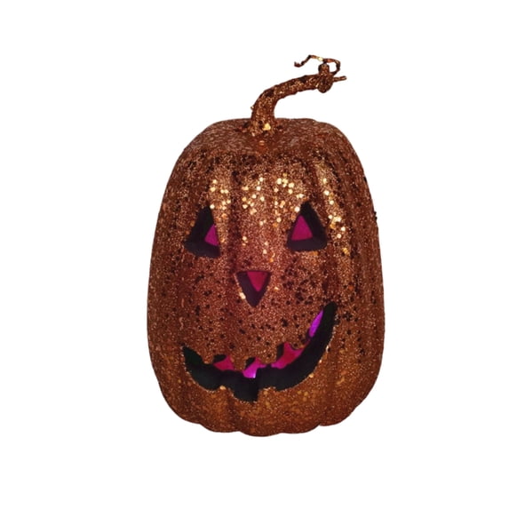 Glowing Hollow Plastic Pumpkin Halloween Decoration with LED Light, Lighted Scene Prop for Indoor Outdoor Fall Party Yard Display