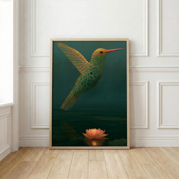 Hummingbird Frame Image Glowing Hummingbird Art Print Hummingbird Art Cinematic Dreamscape ...