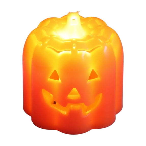 Glowing Jack-o'-Lantern Pumpkin Light, Orange Halloween Tabletop Decoration with Built-In Yellow Light, Indoor Halloween Decor for Party Table, Shelf and Home