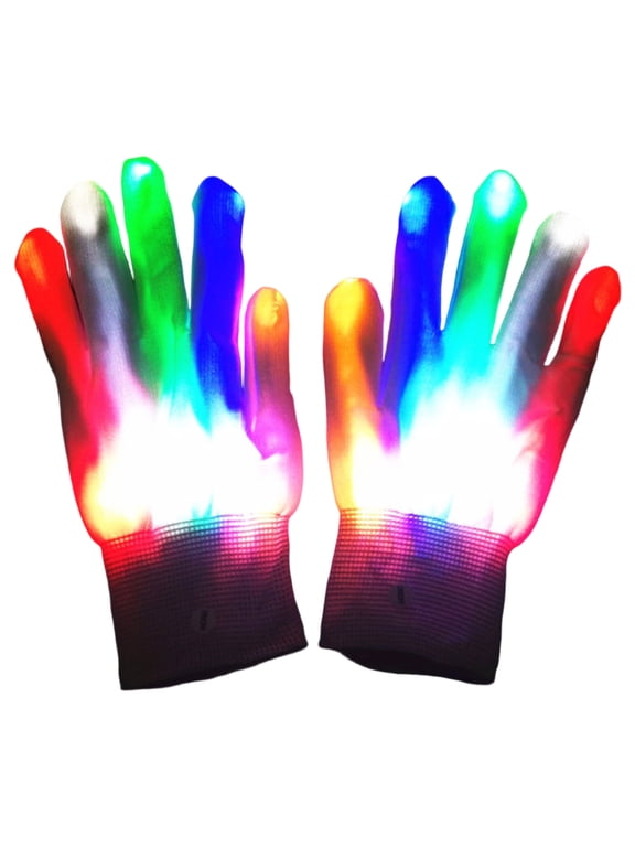 Glowing LED Gloves Adjustable Flashing Modes Rechargeable Party Gloves for Kids Adults Christmas Halloween Birthday