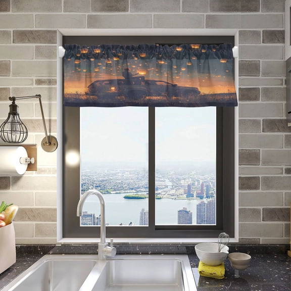 Glowing Lanterns Curtain Valances Window Treatment Rod Pocket Drape Valance 54" X 18" for Kitchen Living Room Bedroom