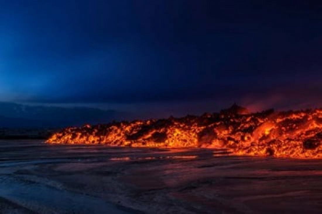 Glowing Lava Iceland Canvas Art - Panoramic Images (18 x 12)
