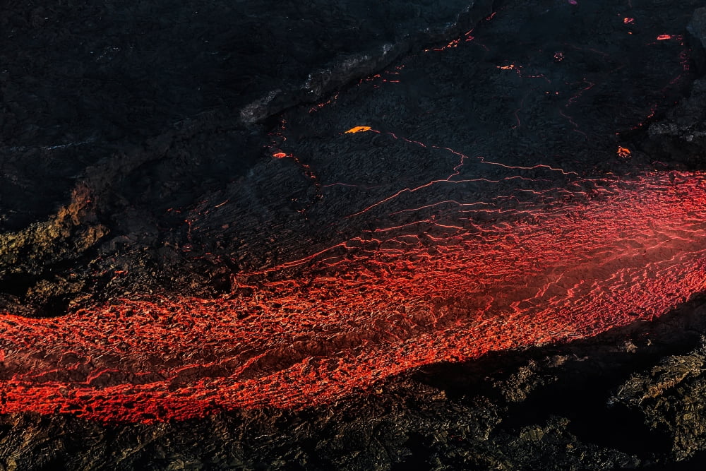 Glowing Lava and plumes from the Holuhraun Fissure Eruption by the Bardarbunga Volcano Iceland Canvas Art - Panoramic Images (36 x 12)