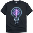 Glowing Lightbulb TShirt with Captivating and Blue Design on Black