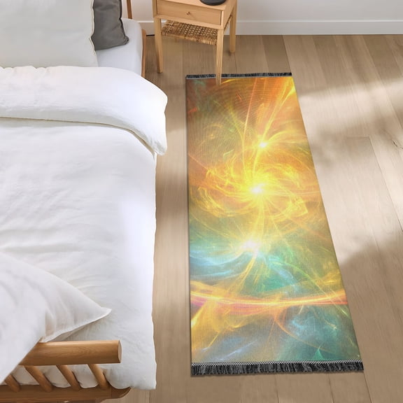 Glowing Lights and Swirls Runner Area Rug 2x6 Soft Non-Slip Washable Bedside Carpet for Hallway Bedroom Living Room Home Decor