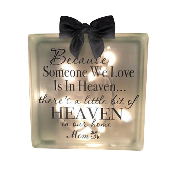 Glowing Memorial Block 5.2 Inch, Acrylic Illuminated Remembrance Decor for Home, Battery-Powered Night Light for Lost Loved Ones, Sympathy Gift Idea, 1X Mom Memorial Plaque