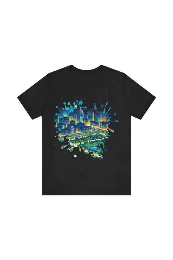 Glowing Metropolis at Night - Jersey Short Sleeve Tee