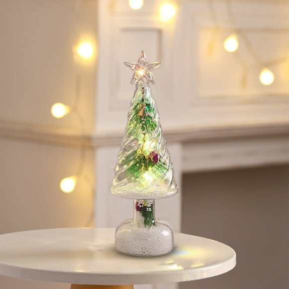 Glowing Mini Christmas Tree with Lights Artificial Tabletop Snowflake Simulation Battery Powered LED Night Light for Indoor Desktop Holiday Decorations and Christmas Gifts
