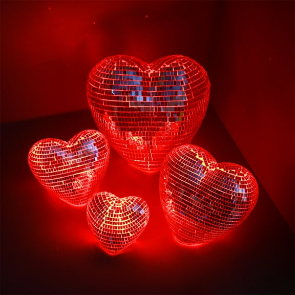 Glowing Mirror Disco Ball,Heart Shape Disco Balls,Cool Reflective Lighted Mirror Balls for DJ Club Party,Disco Dancing Party Decoration, Home Decor Heart Night Light for Bedroom,Livingroom