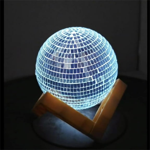 Glowing Mirror Disco Ball,Moon Shape Disco Balls,Cool Reflective Lighted Mirror Balls for DJ Club Party, Disco Dancing Party Decoration, Home Decor Moon Night Lamp with Stand