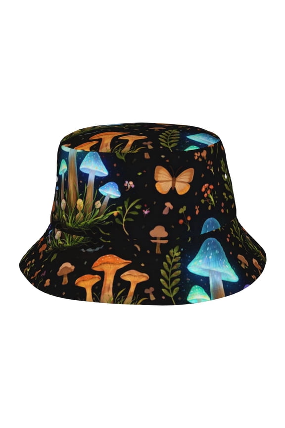 Glowing Mushroom Art Fisherman's Hat Lightweight and Breathable Sun Hat Suitable for Both Men and Women