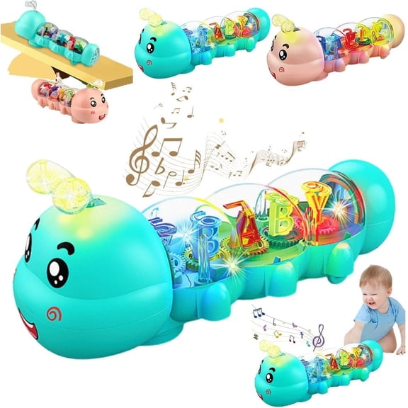 Glowing Musical Caterpillar, Crawling Toy, Caterpillar Design Tummy Time Toy with Light & Music Musical Light Up, Interactive Animal Developmental Gift Sound Effects