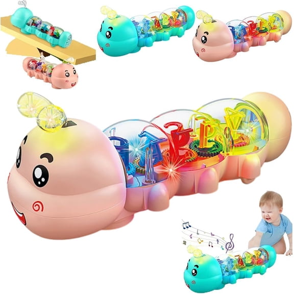 Glowing Musical Caterpillar, Crawling Toy, Caterpillar Design Tummy Time Toy with Light & Music Musical Light Up, Interactive Animal Developmental Gift Sound Effects