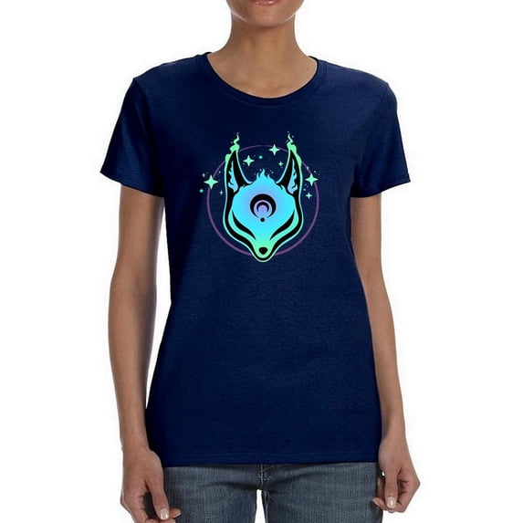 Glowing Neon Fox Mask Shaped T-Shirt Women -Image by Shutterstock, Female x-Large