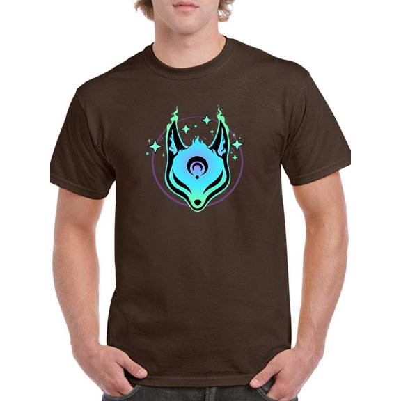 Glowing Neon Fox Mask T-Shirt Men -Image by Shutterstock, Male 5X-Large