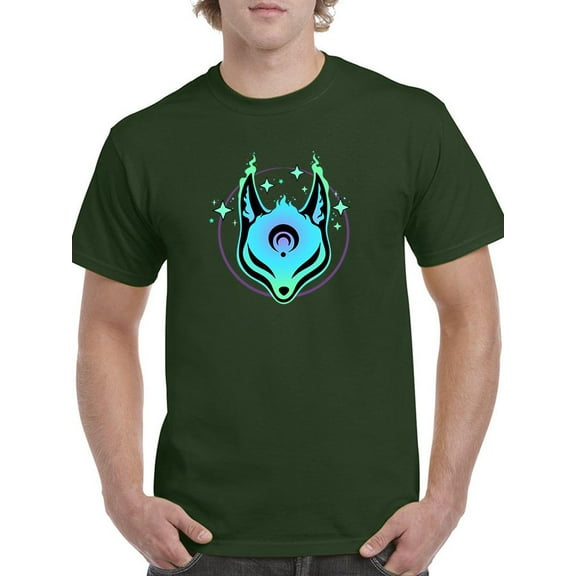 Glowing Neon Fox Mask T-Shirt Men -Image by Shutterstock, Male Large