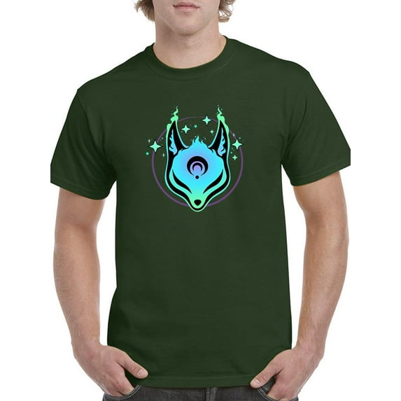 Glowing Neon Fox Mask T-Shirt Men -Image by Shutterstock, Male Medium