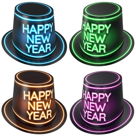 Glowing New Year Hi-Hats, (25/Pkg)