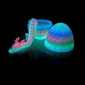 Glowing at Night 3D Printed Dragon Egg Model,Dragon Inside Egg,Flexible Joint Dragon Figurines, 3D Printing Stuff,Stress Relief, Fidget restlessness, ADHD Toys, Surprise Fantasy Gifts