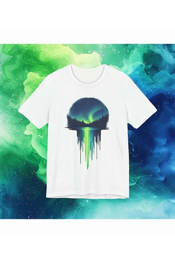 Glowing Night Sky With Northern Light Vibes Unisex T-Shirt, for men & women, up to size 5XL
