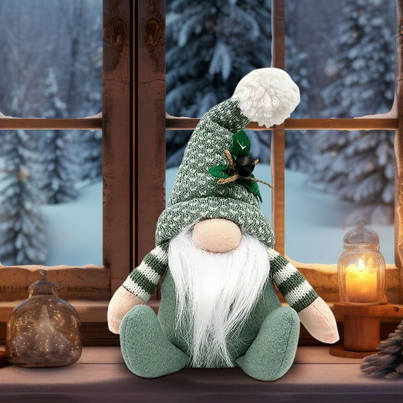 Glowing Nose Rudolph Christmas Doll Decor - Faceless Gnome Tabletop Ornament Light-Up Holiday Figure Mantle Shelf Display(A)