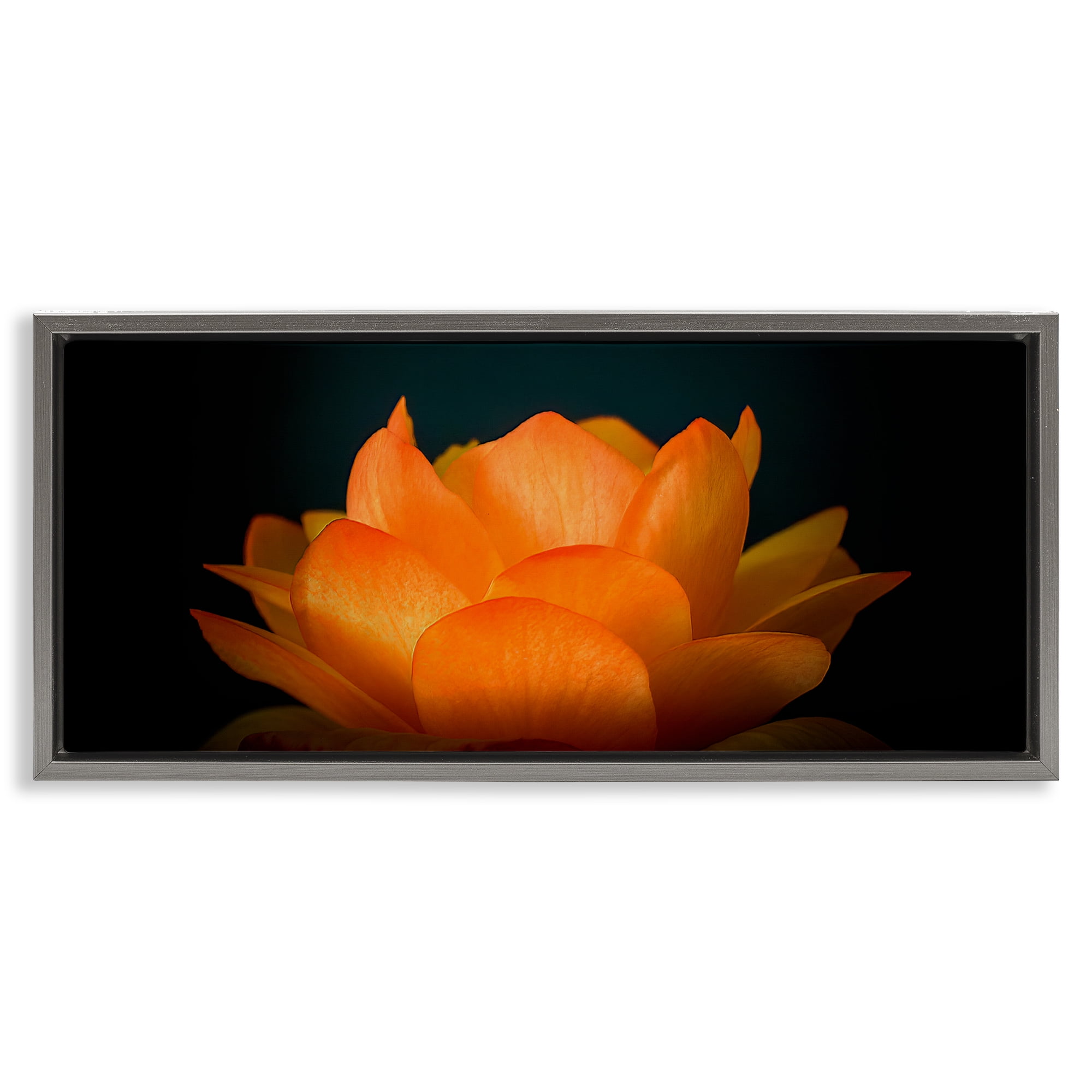 Glowing Orange Lotus Gray Framed Floater Canvas Wall Art, design by Phillip Flowers