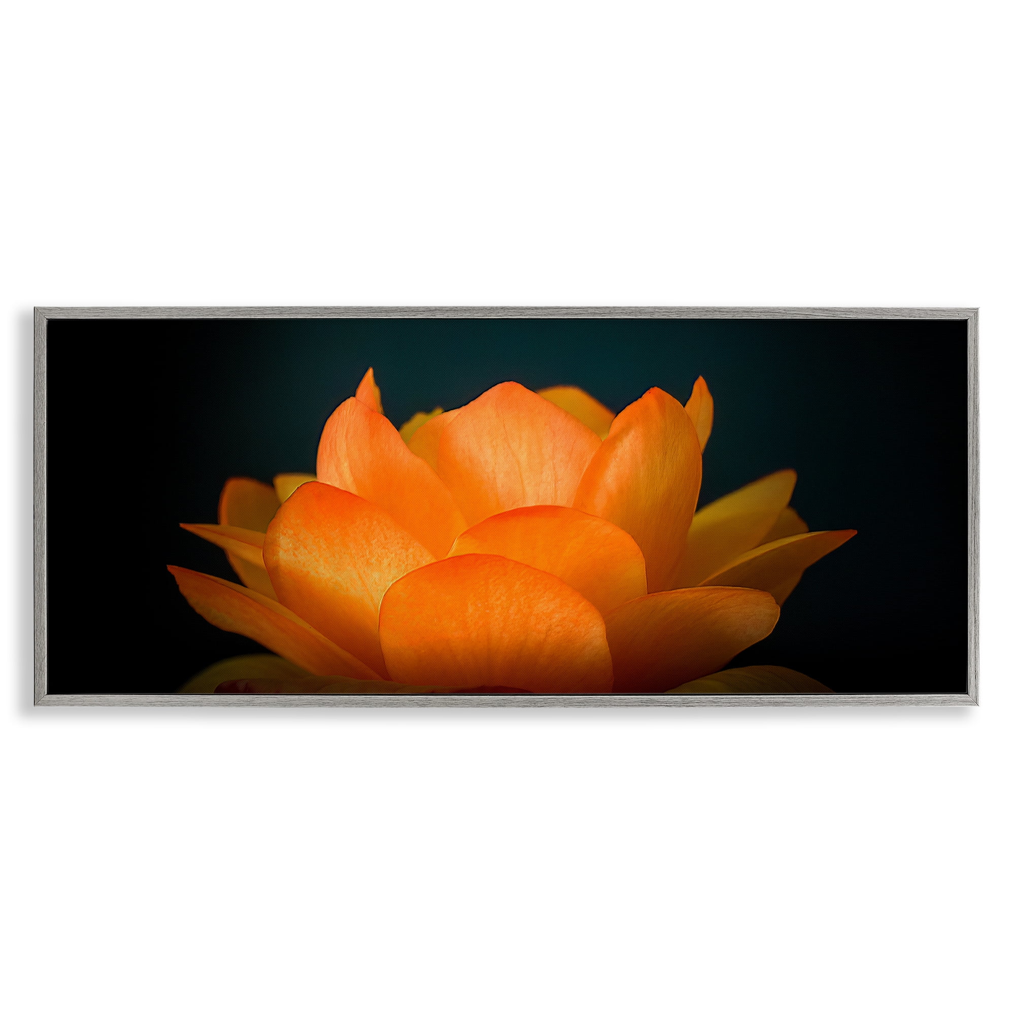 Glowing Orange Lotus Gray Framed Giclee Art, design by Phillip Flowers