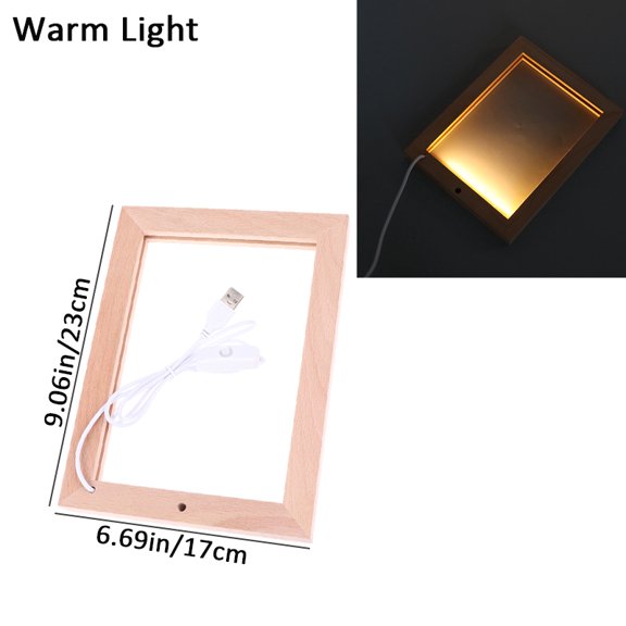 Glowing Photo Frame Table Picture Frames Luminous Holder Simple 3D Light Decor LED Light Wooden USB LED Picture Frame