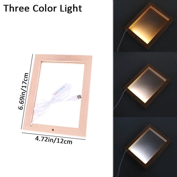 Glowing Photo Frame Table Picture Frames Luminous Holder Simple 3D Light Decor LED Light Wooden USB LED Picture Frame
