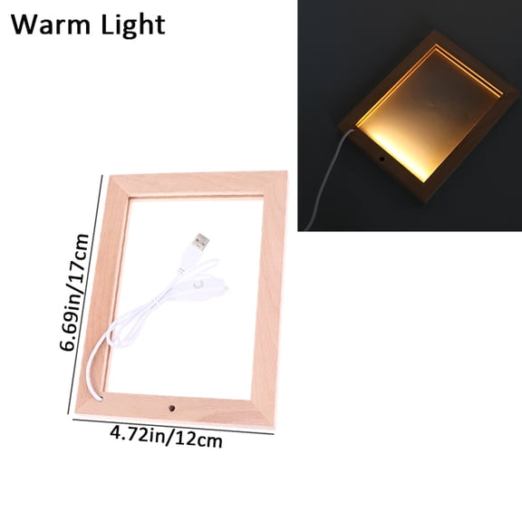 Glowing Photo Frame Table Picture Frames Luminous Holder Simple 3D Light Decor LED Light Wooden USB LED Picture Frame