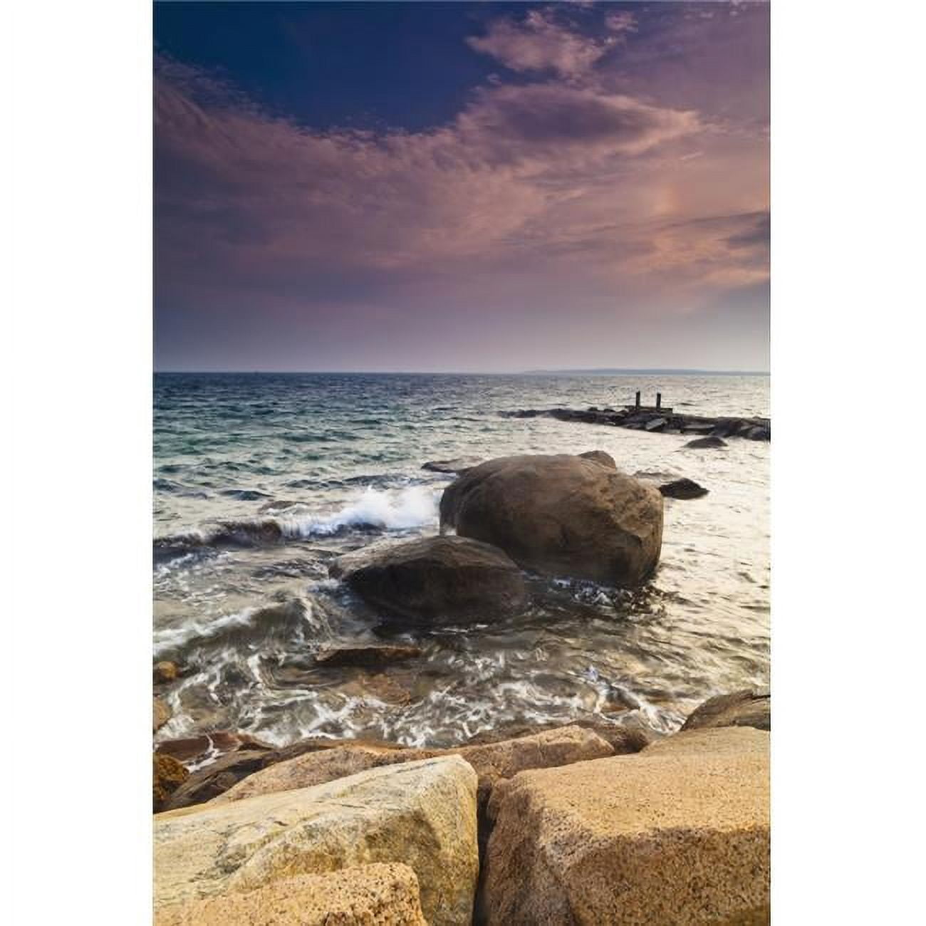 Glowing Pink Clouds at Sunset & Rocks Along The Coast Falmouth